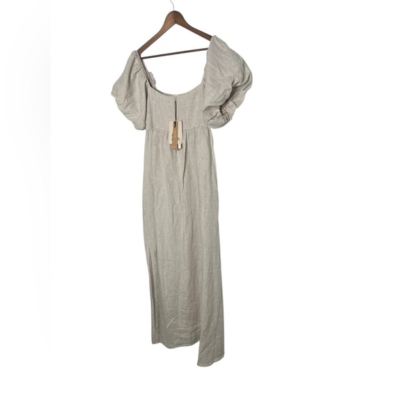A.REN Candace 100% Linen Off White Maxi Dress - Picture 5 of 14